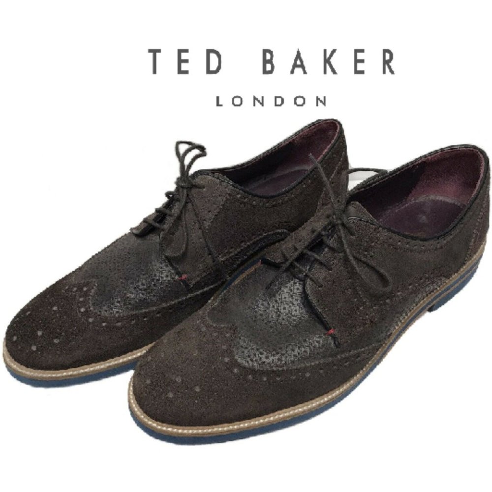 Ted Baker London Mens Wingtip Shoes Suede Leather